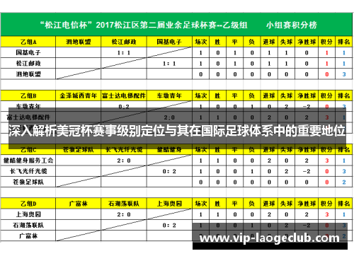 深入解析美冠杯赛事级别定位与其在国际足球体系中的重要地位