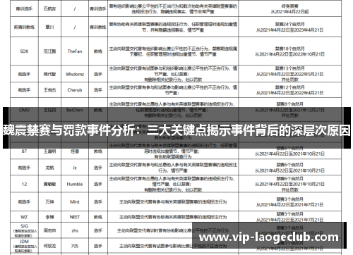 魏震禁赛与罚款事件分析：三大关键点揭示事件背后的深层次原因